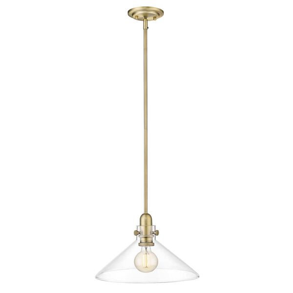 Dwyer Antique Brass One-Light Pendant with Clear Glass, image 3