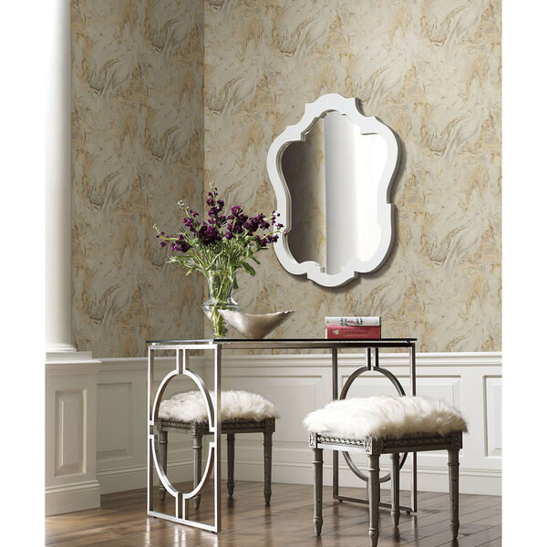 Antonina Vella Natural Opalescence Mink and Gold Oil and Marble Wallpaper, image 3