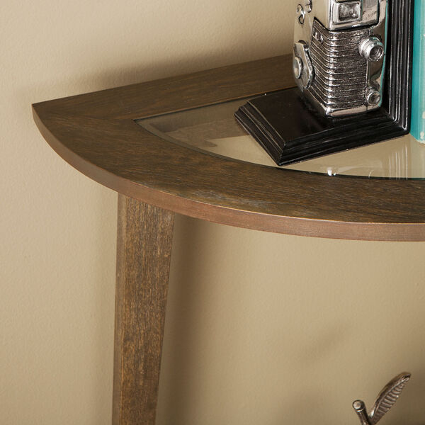Chandler Demilune Console Table with Glass Top - Burnt Oak, image 2