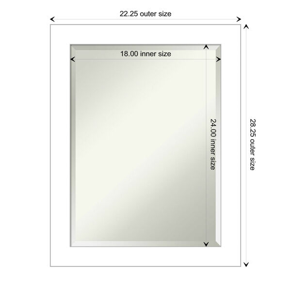 Wedge White 22W X 28H-Inch Bathroom Vanity Wall Mirror, image 6