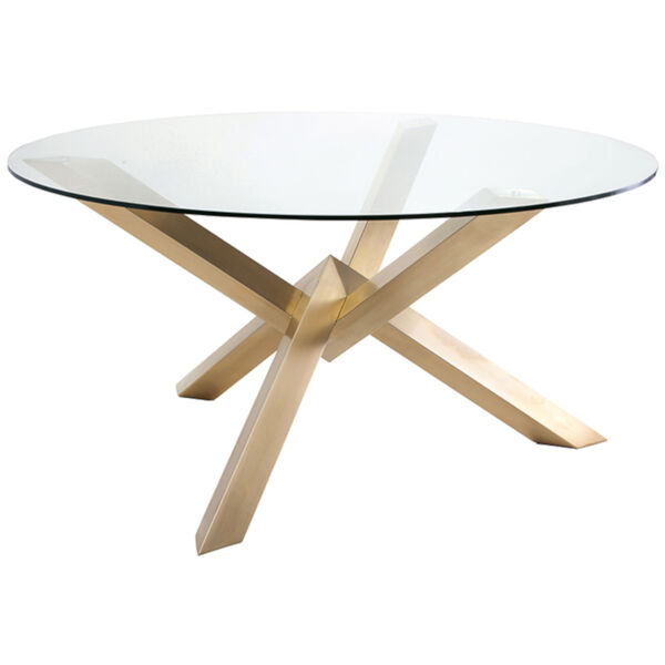 Costa Brushed Gold Dining Table, image 1