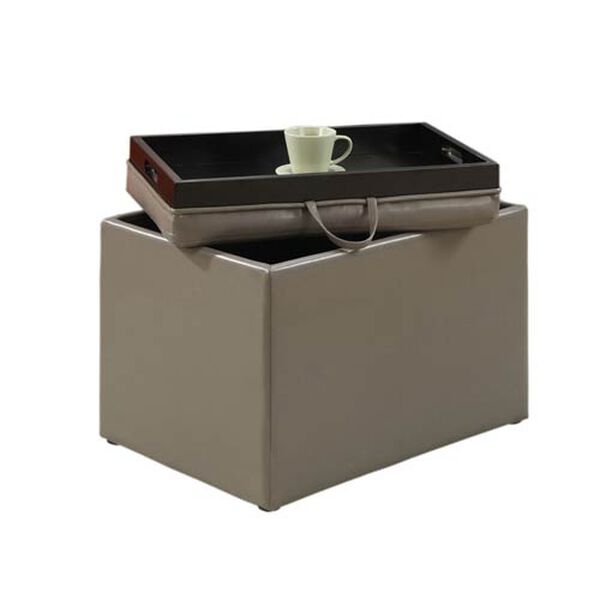 Designs4Comfort Grey Accent Storage Ottoman with Tray Top, image 1