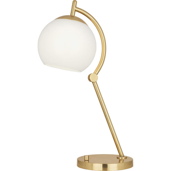 Nova Modern Brass One-Light Table Lamp With White Cased Glass Shade, image 1