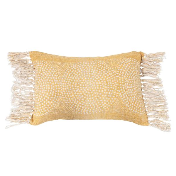 Yellow Stonewashed Cotton Slub Lumbar 16 x 24-Inch Pillow, image 1