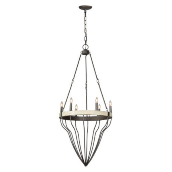 Iris Antique White and Pewter Six-Light Chandelier, image 1
