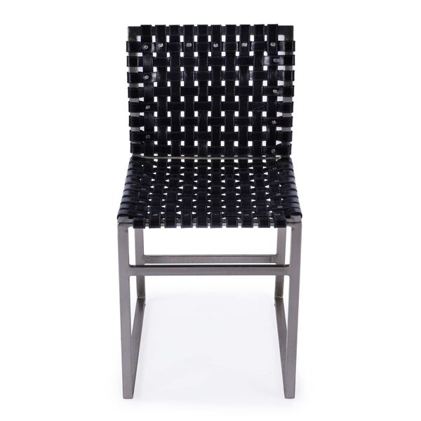 Urban Woven Black Leather Side Chair, image 3