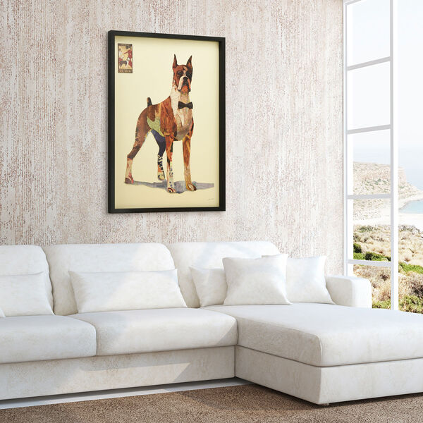 Black Framed The Boxer Dimensional Collage Graphic Glass Wall Art, image 1