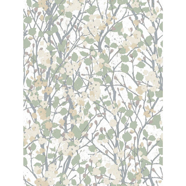 Willow Branch White, Green And Tan Peel And Stick Wallpaper, image 2