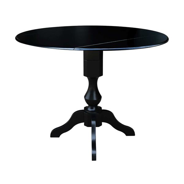 Black 36-Inch High Round Pedestal Dual Drop Leaf Dining Table, image 1