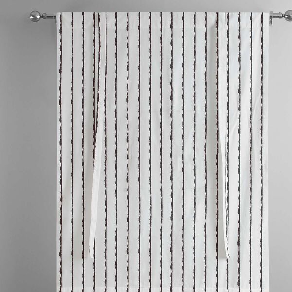 Sharkskin Black Stripe Printed Cotton Tie-Up Window Shade Single Panel, image 6