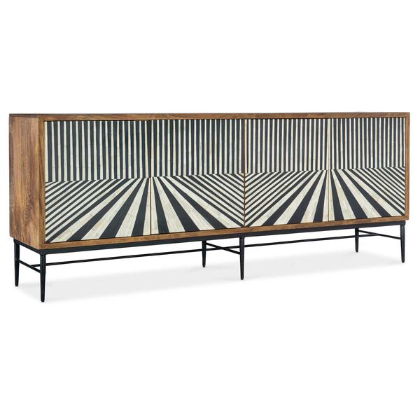 Commerce and Market Natural Medium Wood Linear Perspective Credenza, image 1
