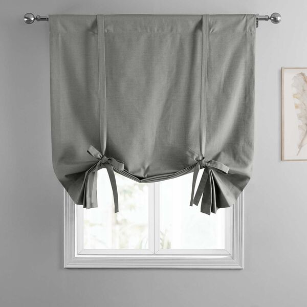 Dark Grey Dune Textured Solid Cotton Tie-Up Window Shade Single Panel, image 3