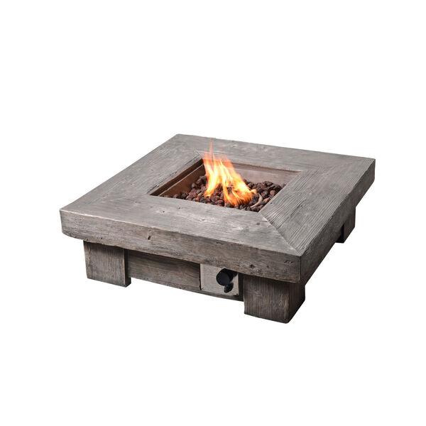 Brown Outdoor Retro Look Square Propane Gas Fire Pit, image 1