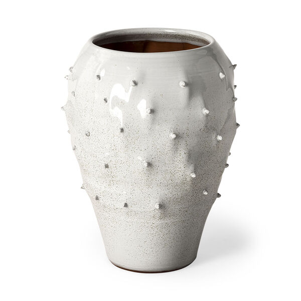 Julian White Ceramic Spoked Vase, image 1