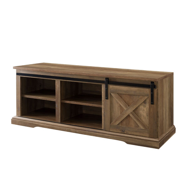 Barnwood and Black Sliding Door Entry Bench with Storage, image 4
