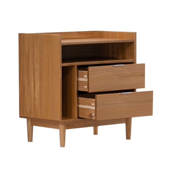 Caramel Solid Wood Two-Drawer Nightstand, image 5