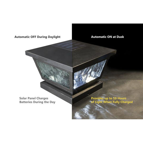 Black Fairmont LED Solar Powered Post Cap, image 4