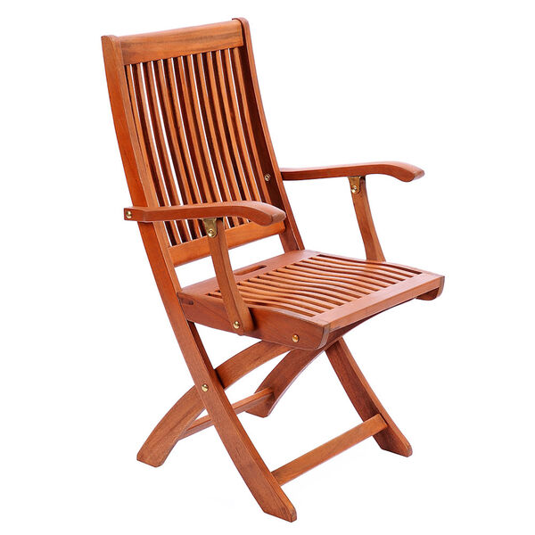 Natural Oil Folding Chair with Arm, image 1