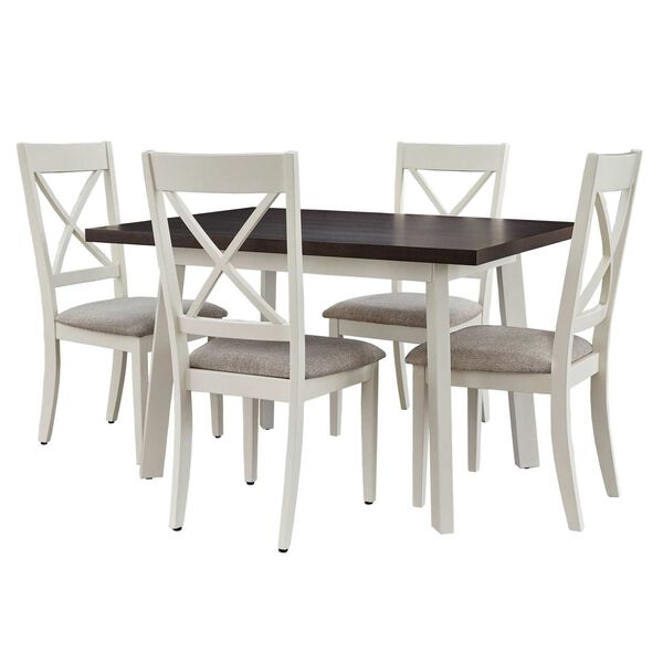 Salt and Pepper Cocoa Alabaster White Dining Table with Four Chairs, image 1