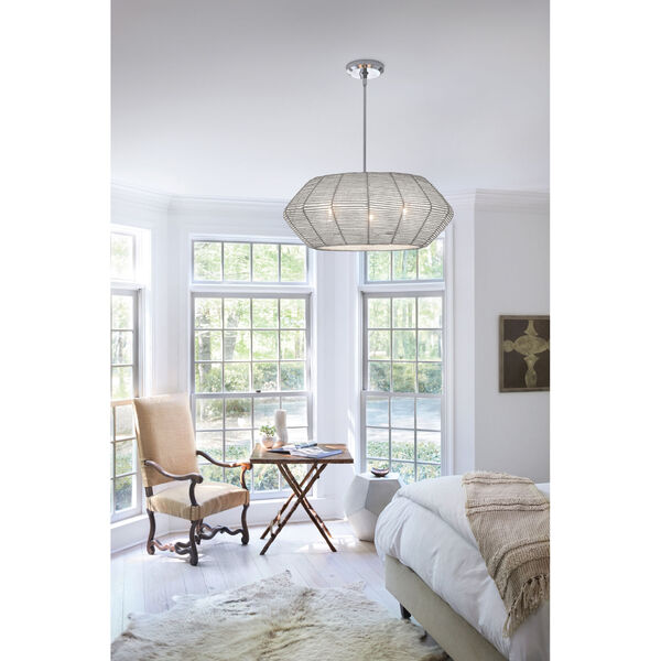 Lisa McDennon Luca Polished Chrome and Natural Three-Light Chandelier, image 3