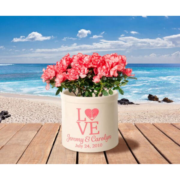 Personalized Love Anchor Stoneware Crock with Coral Engraving, image 2