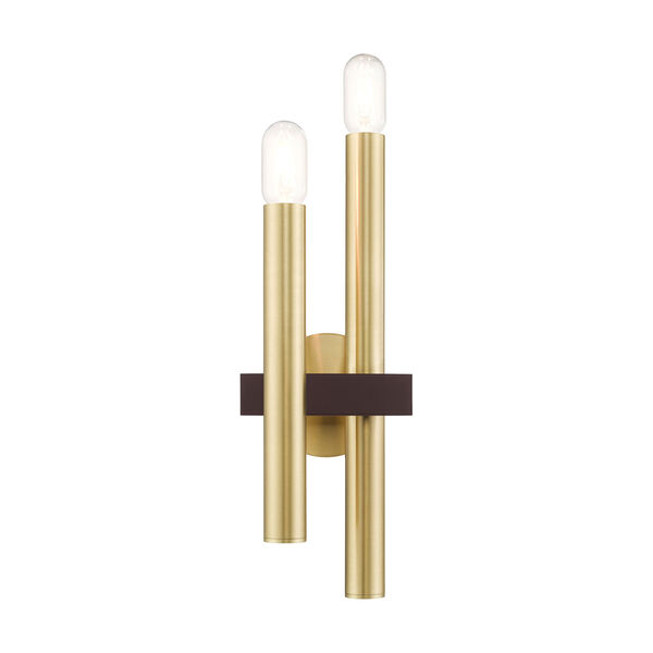 Helsinki Satin Brass and Bronze Two-Light Wall Sconce, image 4