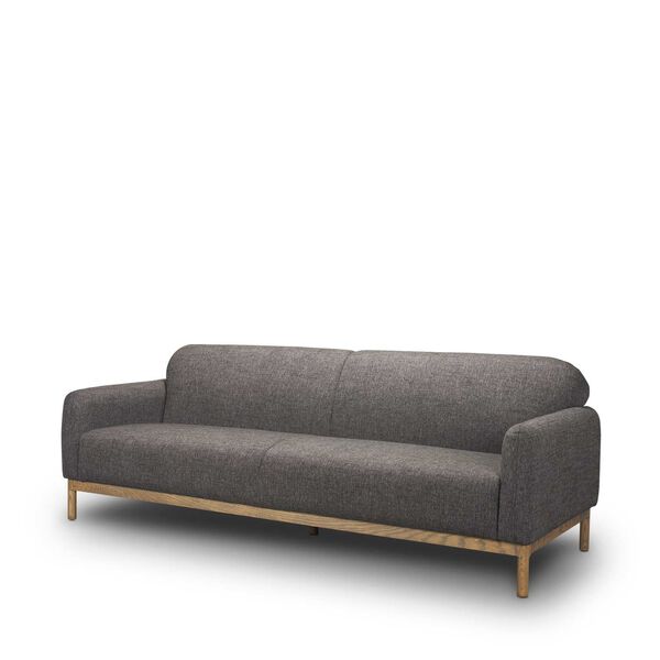 Hale Medium Brown Wood and Gray Fabric Sofa, image 1