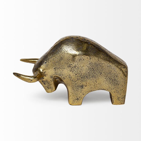 Taura I Gold Cast Aluminium Raging Bull Figurine, image 2