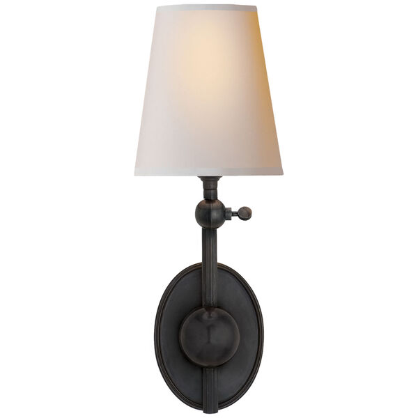 Alton Pivoting Sconce in Bronze with Natural Paper Shade by Thomas O'Brien, image 1