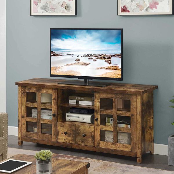 Brown 65-Inch One Drawer TV Stand with Storage Cabinet and Shelve, image 2