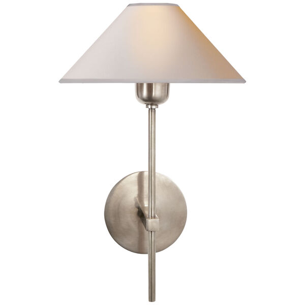 Hackney Single Sconce in Antique Nickel with Natural Paper Shade by J. Randall Powers, image 1