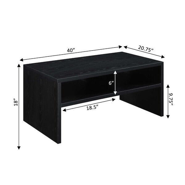 Northfield Admiral Black Deluxe Coffee Table with Shelves, image 6