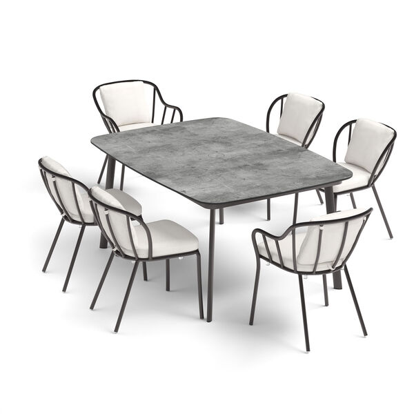 Eiland Gray Outdoor Dining Set, Seven-Piece, image 1