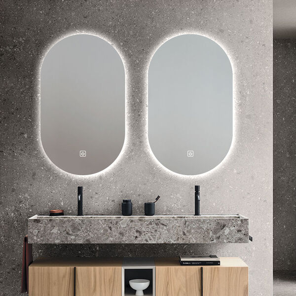 Claire Clear 24 x 40-Inch Oval Frameless LED Bathroom Mirror, image 2