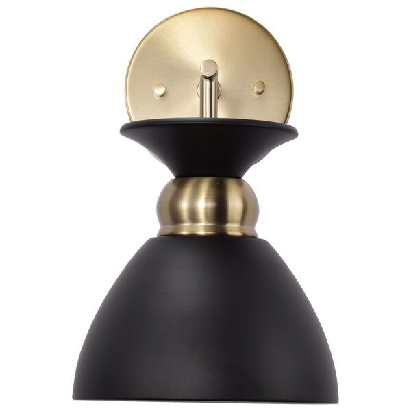 Perkins Matte Black and Burnished Brass One-Light Wall Sconce, image 4