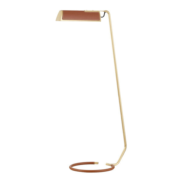 Holtsville Aged Brass and Saddle LED Armchair Floor Lamp, image 1