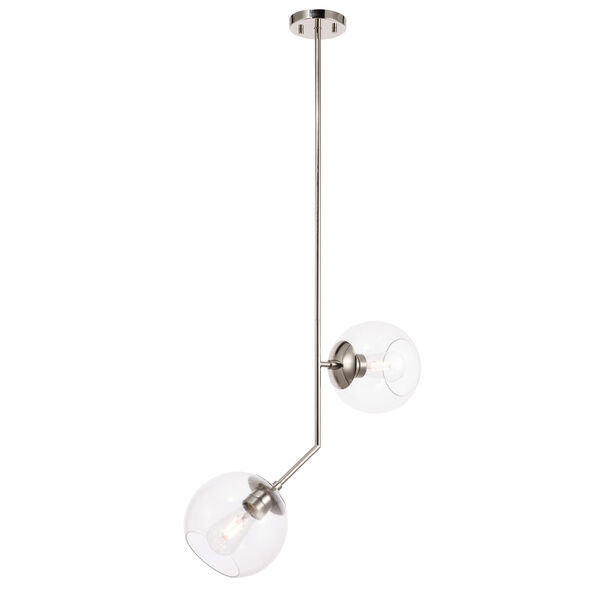 Ryland Chrome Eight-Inch Two-Light Mini Pendant with Clear Glass, image 4