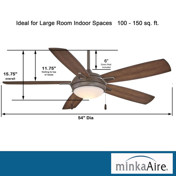Lun-Aire Oil Rubbed Bronze 54-Inch LED Ceiling Fan, image 4