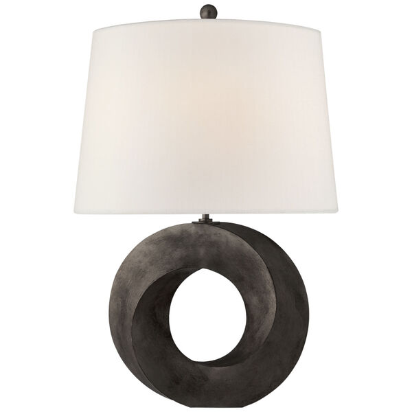 Mobius Medium Table Lamp in Aged Iron with Linen Shade by Chapman  and  Myers, image 1