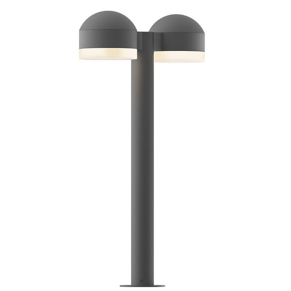 Inside-Out REALS Textured Gray 22-Inch LED Double Bollard with Cylinder Lens and Dome Cap with Frosted White Lens, image 1