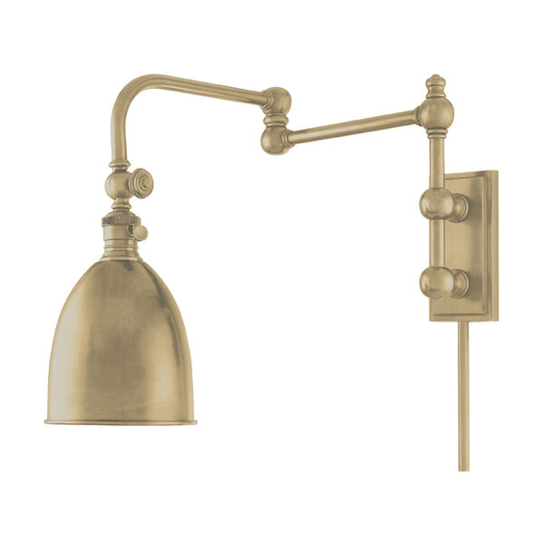 Roslyn Aged Brass Adjustable Arm Wall Sconce, image 1