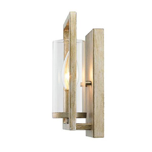 Marco White Gold One-Light Wall Sconce with Clear Glass Shade, image 2