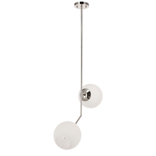 Ryland Chrome Eight-Inch Two-Light Mini Pendant with Frosted White Glass, image 6