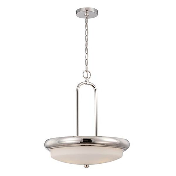 Dylan Polished Nickel LED Bowl Pendant with Etched Opal Glass, image 1