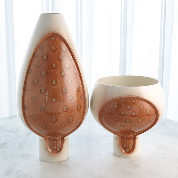 White and Brown Two Tone Tall Pod Vase, image 2