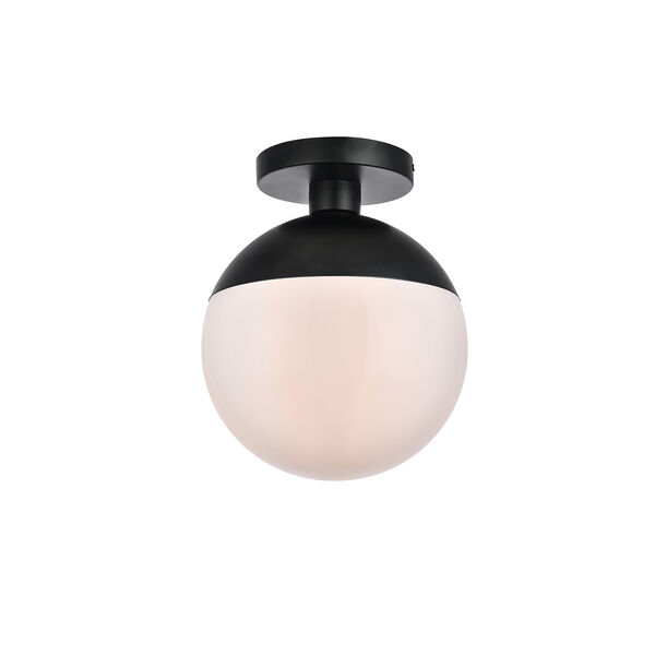 Eclipse Black and Frosted White 10-Inch One-Light Semi-Flush Mount, image 3