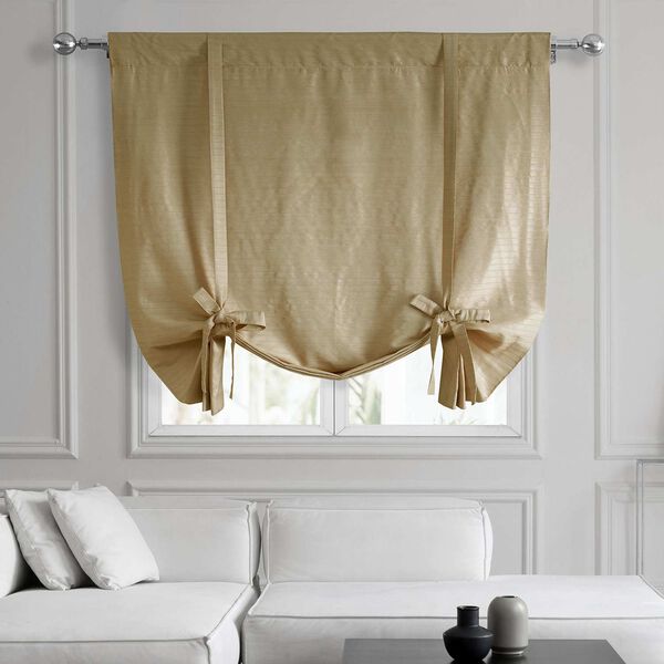 Sandcastle Tan Hand Weaved Cotton Tie-Up Window Shade Single Panel, image 1