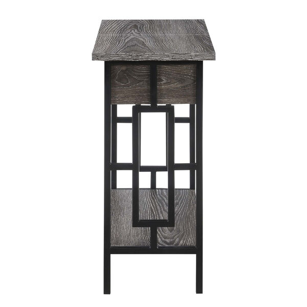 Town Square Weathered Gray and Black Flip Top End Table with Charging Station, image 6