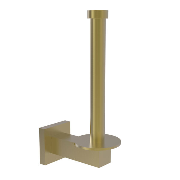 Montero Satin Brass Four-Inch Upright Toilet Tissue Holder and Reserve Roll Holder, image 1