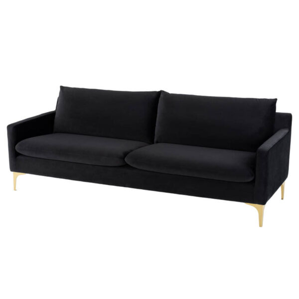 Anders Matte Black and Brushed Gold Sofa, image 1